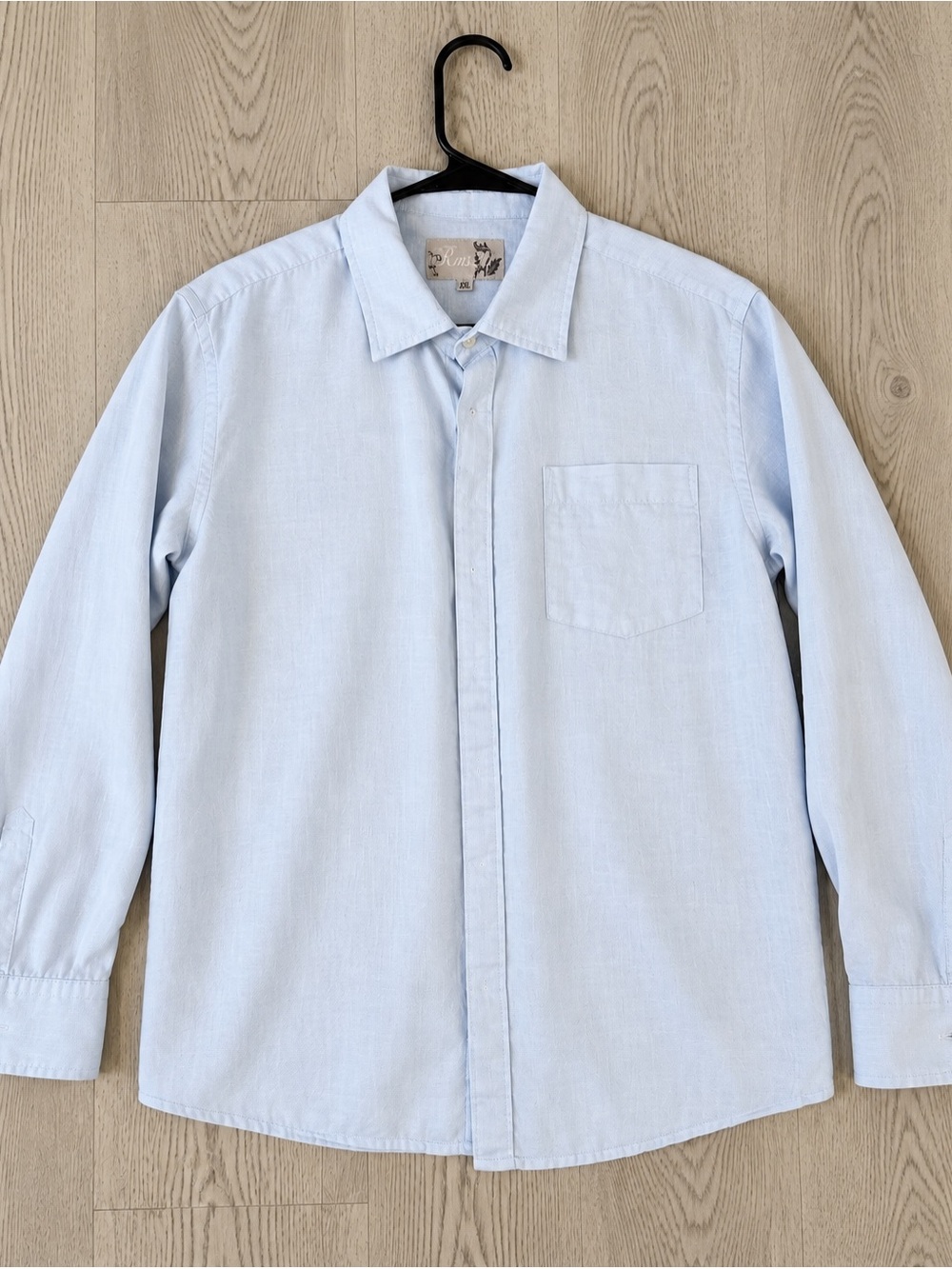 Excellent Rms Men’s Light Blue Linen Button Down Shirt XXL